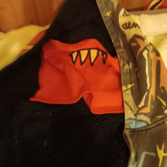 Vintage VOLCOM full zip AOP Monster Pinkman Large USED Fleece Lined Facemask - Picture 2 of 5